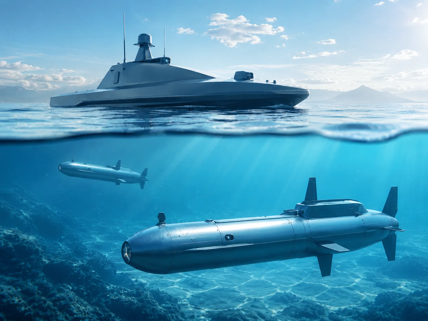 Marine unmanned systems in bright water environment