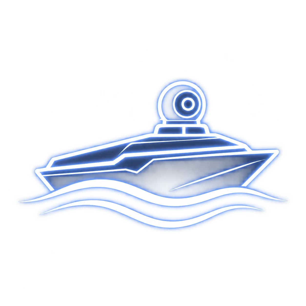 Transparent white neon PIRANHA icon